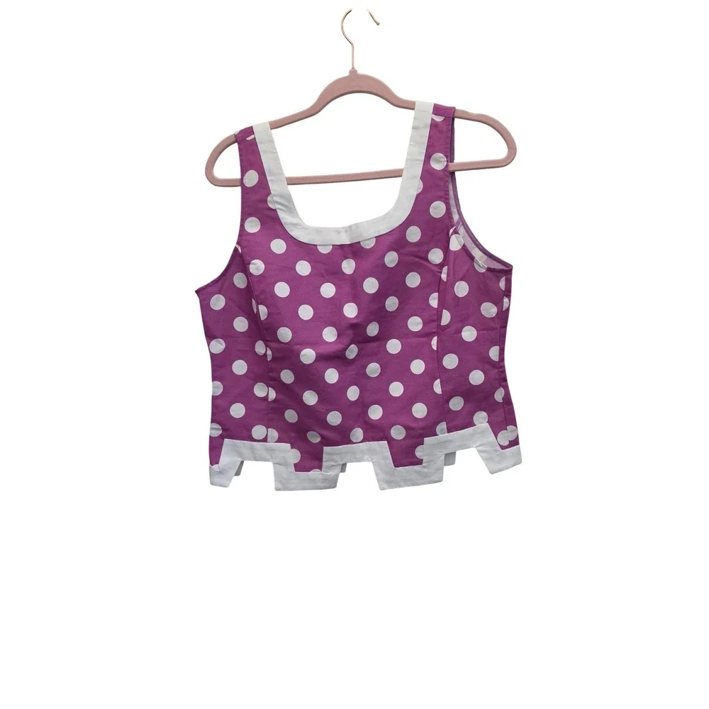 Tyler Böe Linen Cotton Polka Dot 2 Piece Set Womens 10 Vest Wide Leg Pants Pink